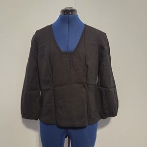 Black Linen Blend ¾ Sleeve Shirt Size 4